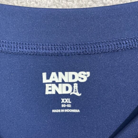 NWOT Lands End Mens XXL Long-Sleeve Navy Crewneck T-Shirt Nylon spandex - Picture 5 of 7